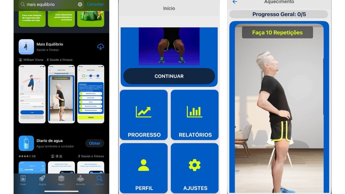 A app é embasado no Protocolo de Otago (OEP), metodologia reconhecida internacionalmente para reduzir o risco de quedas em idosos - Reprodução/CEUB