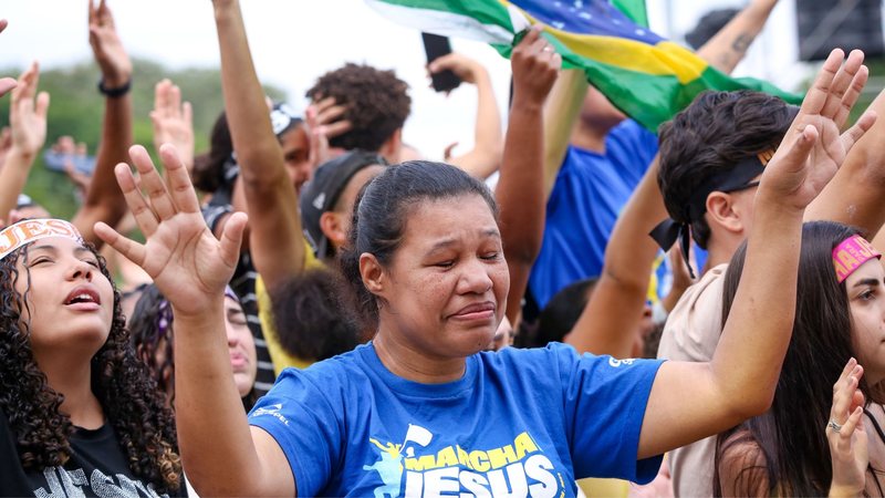 Milhares de fiéis participaram da Marcha para Jesus em São Paulo - Reprodução/Estadão Conteúdo