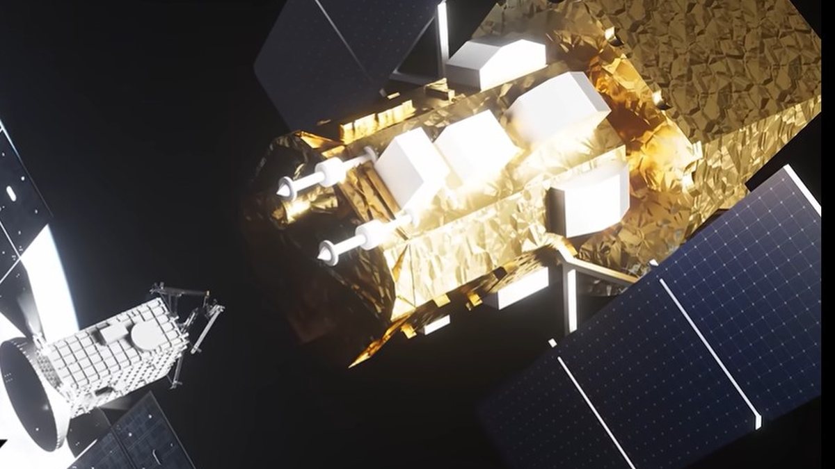 A missão usa a nave Link, de três braços, para capturar o Swift - Reprodução/Nasa