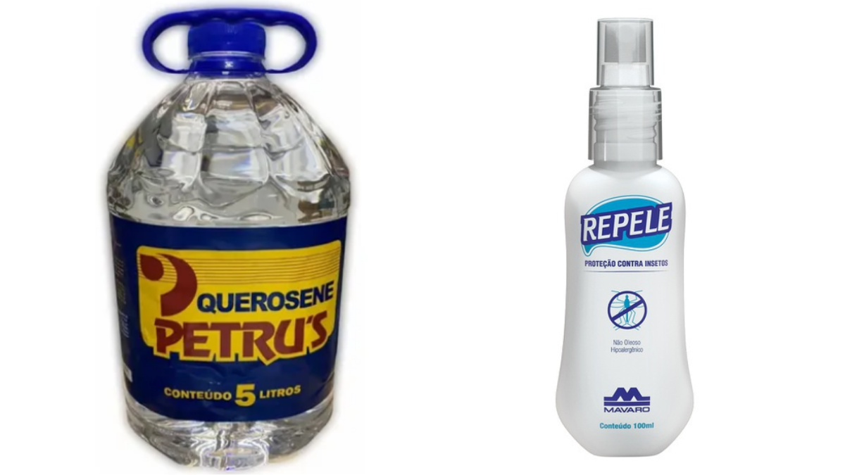 Consumidores que possuam os itens suspensos em casa devem interromper o uso imediatamente - Reprodução/Querosene Petrus e Repele