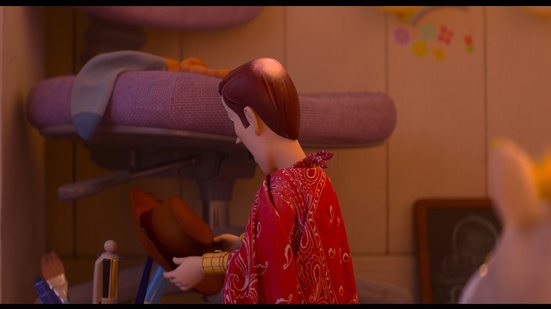 No filme lançado 30 anos após o primeiro da série, Woody aparece calvo - Reprodução/Youtube/Walt Disney Studios