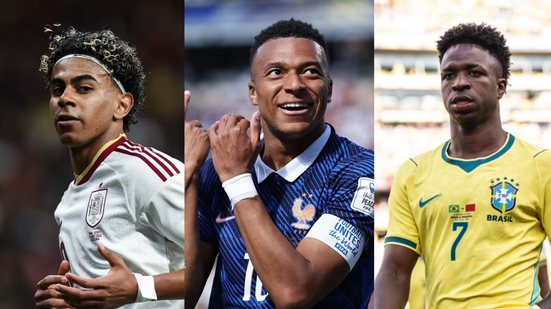 Yamal, Mbappé e Vini Jr. estão entre os 10 jogadores mais valiosos da Copa - Reprodução/FIFA e Instagram @vinijr
