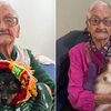 Manuela Moreira, de 95 anos, viralizou nas redes sociais com os cães da filha. - Arquivo pessoal