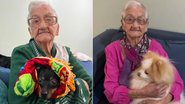 Manuela Moreira, de 95 anos, viralizou nas redes sociais com os cães da filha. - Arquivo pessoal