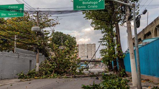 Duas árvores caíram perto do Sambódromo do Rio de Janeiro, após os fortes ventos - Estadão Conteúdo
