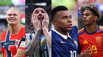 Haaland (Noruega), Messi (Argentina), Mbappé (França) e Yamal (Espanha) são os craques da Copa 2026 - Reprodução / FIFA