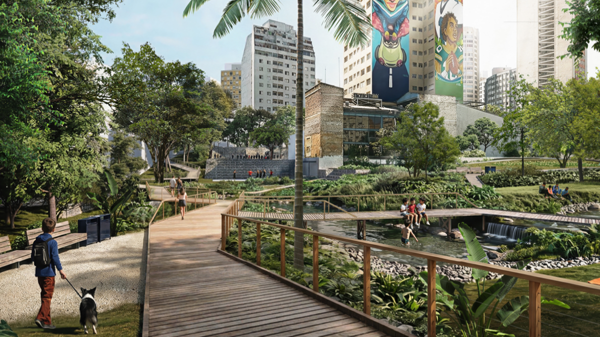Imagem do projeto vencedor, do escritório Democratic Architects, para o parque - Acervo SVMA