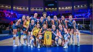 Seleção brasileira comemora vitória sobre a Itália, na Liga das Nações Feminina - Reprodução / Volleyball World