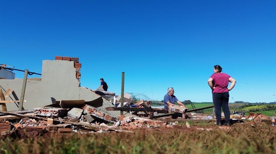 Estragos provocados pelo tornado que atingiu Giruá, Senador Salgado Filho e Sete de Setembro, no Rio Grande do Sul - Luís Frey/Divulgação