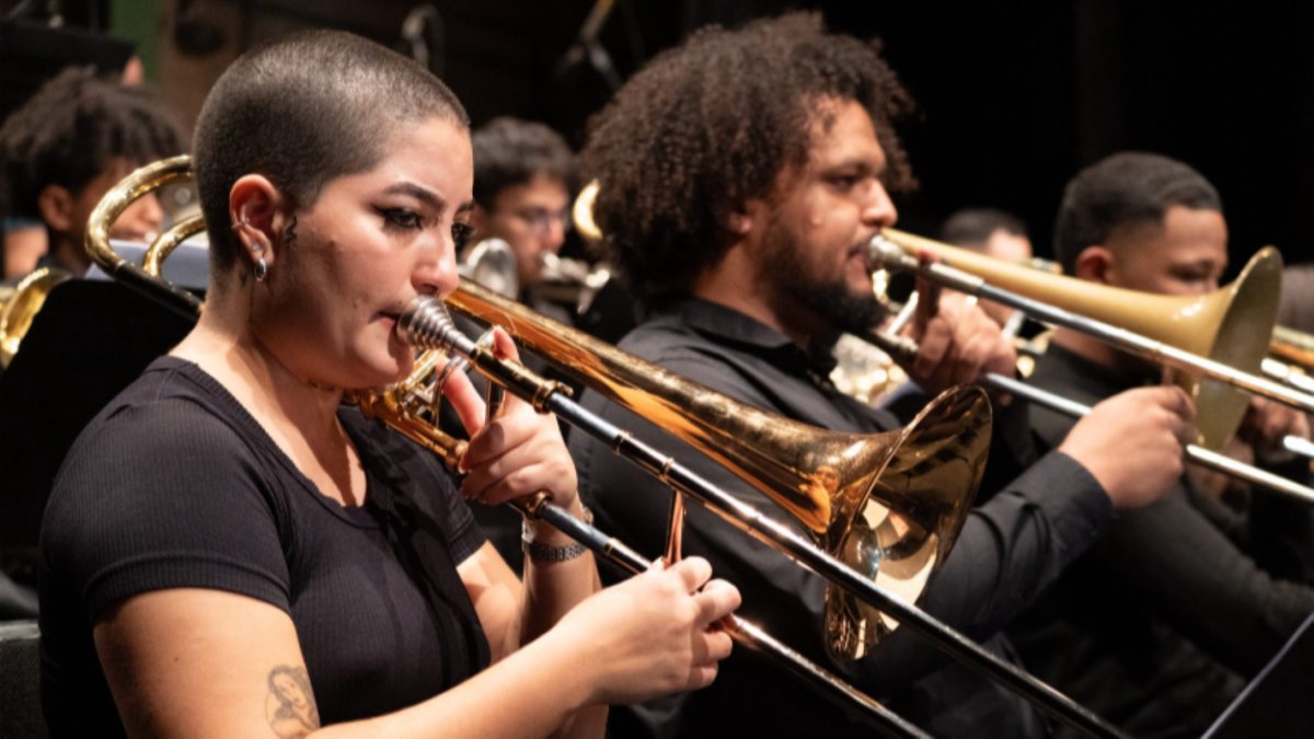 A Big Band da Orquestra Jovem Tom Jobim no Theatro São Pedro - Divulgação/Robs Borges