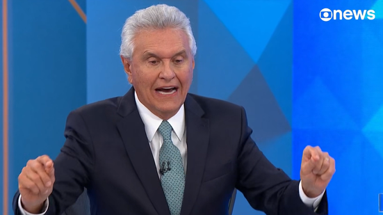 O candidato à presidência Ronaldo Caiado (PSD) em entrevista no Jornal Nacional da TV Globo - Reprodução TV Globo