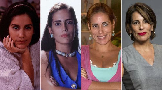 Glória Pires em “Vale Tudo” (1988), “Mulheres de Areia” (1993), “Desejos de Mulher” (2002) e “Babilônia” (2015) - Acervo Globo