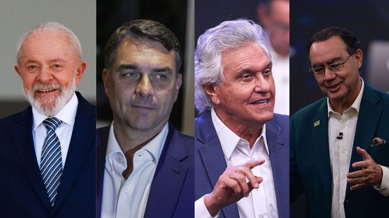 Dos candidatos à Presidência, apenas Lula, Flávio Bolsonaro, Ronaldo Caiado e Augusto Cury vão participar do horário eleitoral gratuito - Estadão Conteúdo