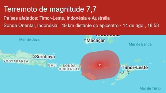 Terremoto matou pelo menos 38 pessoas, colapsando edifícios e casas, além de causar pânico na região - Reprodução/Google.com