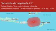 Terremoto matou pelo menos 38 pessoas, colapsando edifícios e casas, além de causar pânico na região - Reprodução/Google.com
