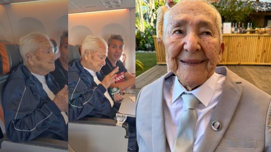 Emílio fez sua primeira viagem de avião aos 99 anos - Acervo pessoal / Maria Fernanda Gimeses