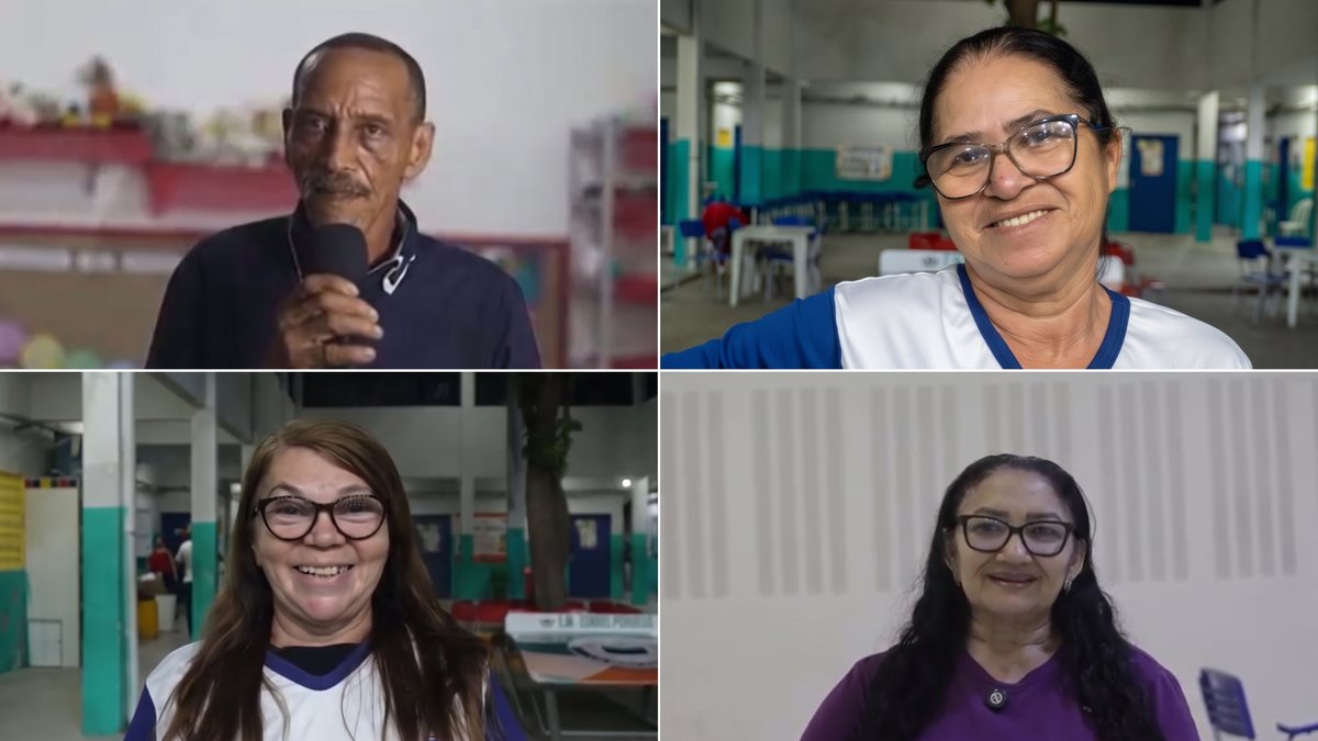 Quatro educandos 50+ contam os desafios que os levaram a deixar a escola na infância e retomar na vida adulta - Montagem/Divulgação Instituto Paulo Freire