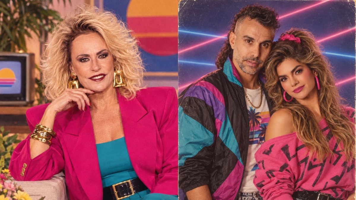 Famosos como Ana Maria Braga e Kelly Key entraram na trend de fotos com IA inspiradas nos anos 1980 - Reprodução/Instagram @anamariabragaoficial e @oficialkellykey
