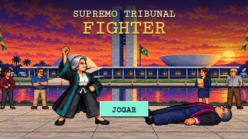 No jogo, é possível selecionar um dos ministros e enfrentar os demais magistrados - Reprodução/Supremo Tribunal Fighter