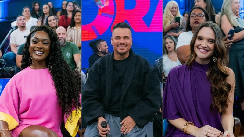 Erika Januza, Bruno Cardoso, vocalista do Sorriso Maroto, e Juliana Paiva participam da atração - Miguel Salvatore/TV Globo