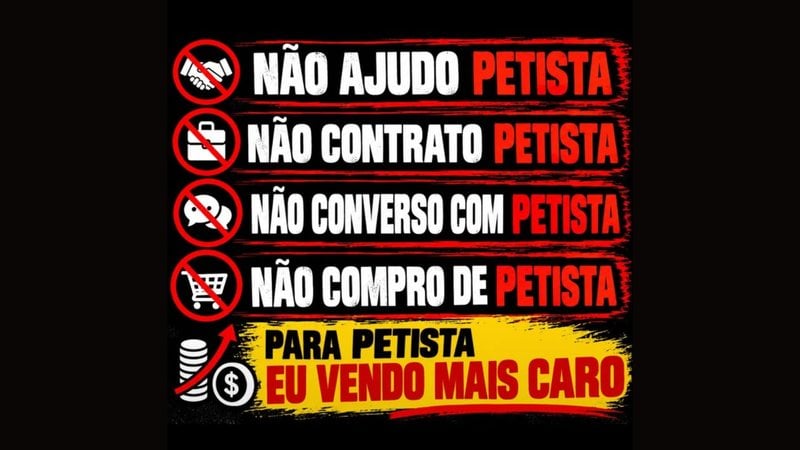 Movimento de boicote a "estabelecimentos petistas" cresce nas redes sociais - Reprodução - X @direita_galo