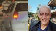 Momento em que o carro de Amilton Jusselino Rodrigues atropela o tio de Guilherme Boulos (foto) - Reprodução/TV Globo e instagram/@amilton.jusselino