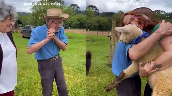Nas imagens, Davi abraça Maiara ao receber os animais, batizados de Timba e Joaquina - Reprodução/Instagram @maifisioterapeuta