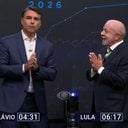 Lula e Flávio Bolsonaro trocaram acusações sobre o INSS e o Bolsa Família - Band/Reprodução