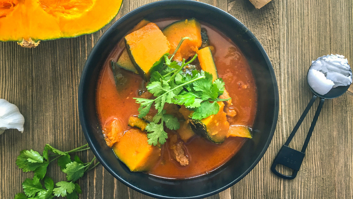 Caldo de Abóbora com Carne Seca
