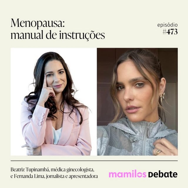 Capa do podcast Mamilos: “Menopausa: manual de instruções” (lançado em outubro de 2024, disponível no Spotify, Apple Podcasts e outras plataformas).