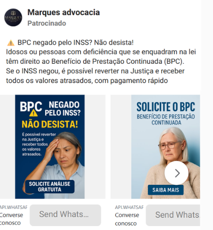 Exemplo de golpe do BPC