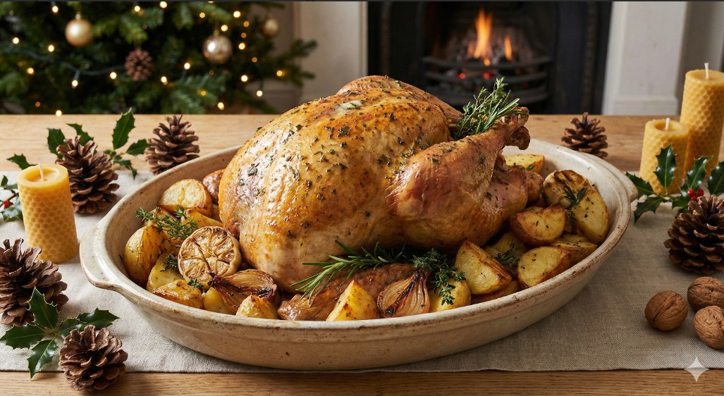 Peru assado com batatas