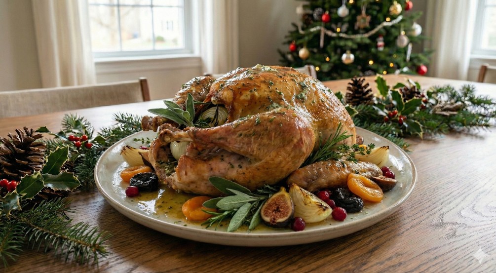 Peru de Natal com batatas