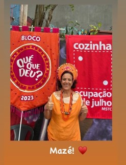 Mazé Cintra, fundadora do bloco Qué que deu?