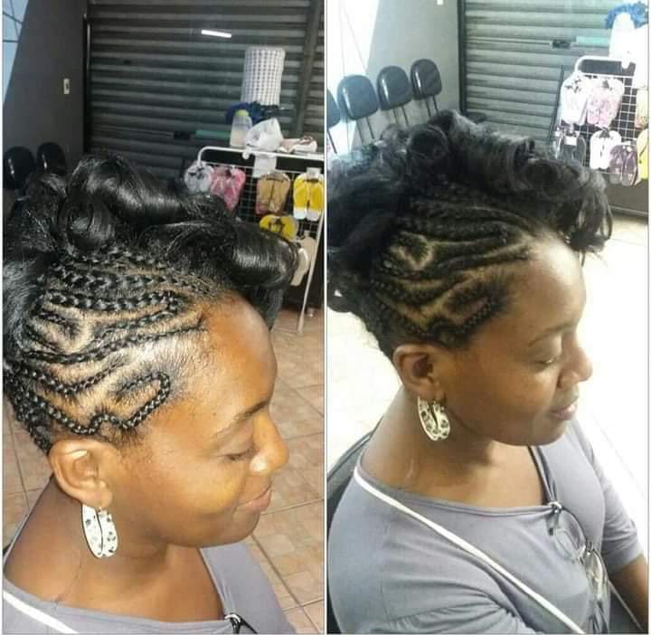 Tranças com desenho feitas por Cris Mendes