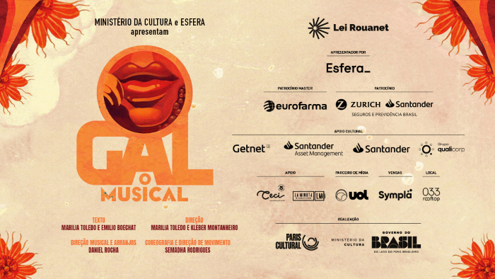 cartaz do teatro Gal, o Musical, em cartaz de março a maio em São Paulo