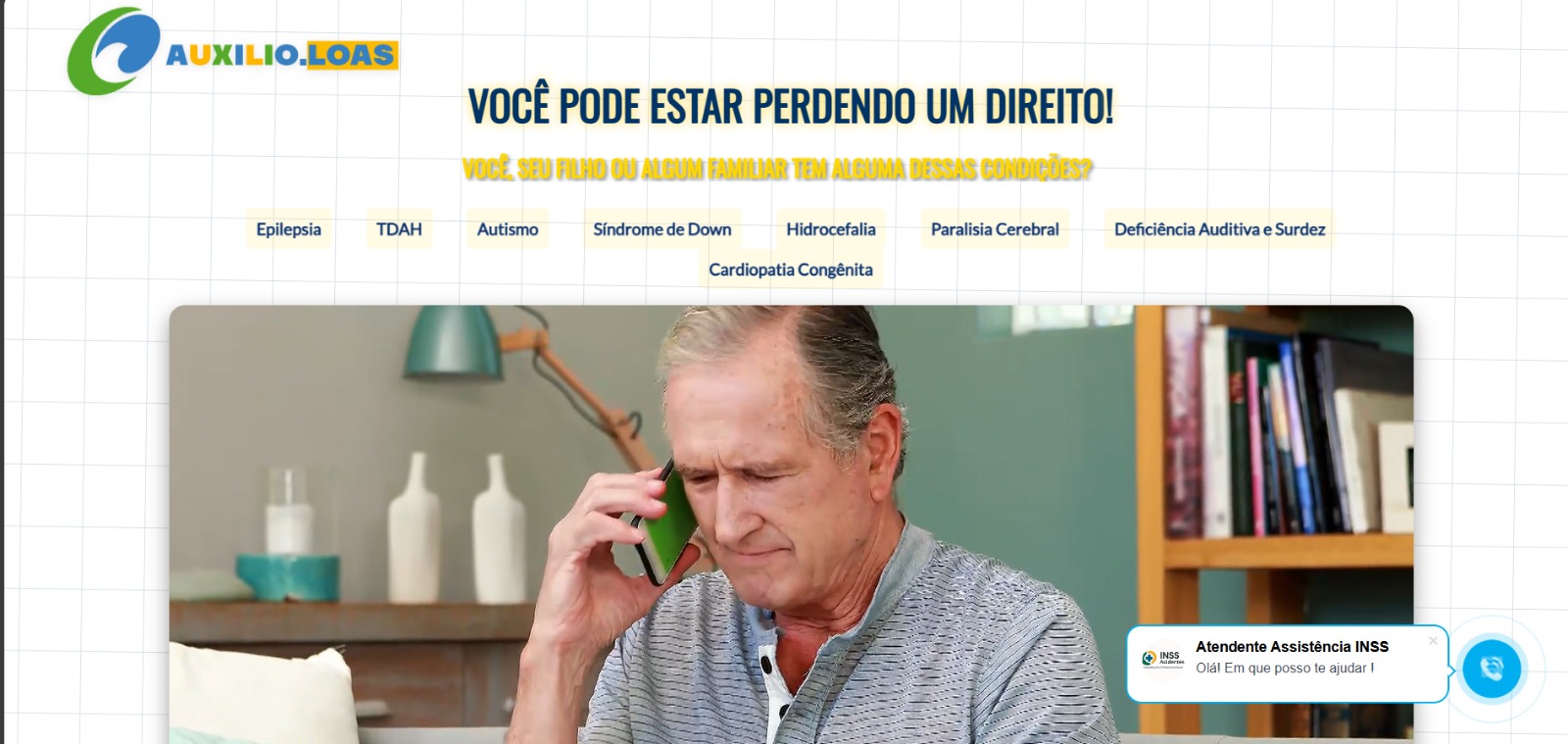 Imagem do site falso