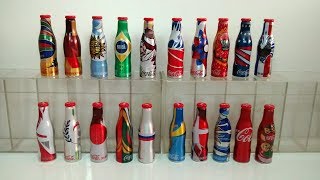 Minigarrafinhas da Coca-Cola são decoradas com bandeiras de 18 países
