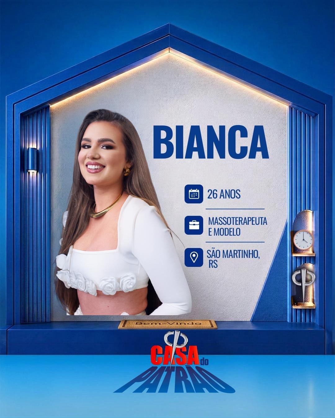 Bianca tem 26 anos. Ela mora com a mãe em São Martinho, no Rio Grande do Sul. Muito amigas, as duas trabalham como massoterapeutas na região, e Bianca também é a atual Miss Grand Rio Grande do Sul.