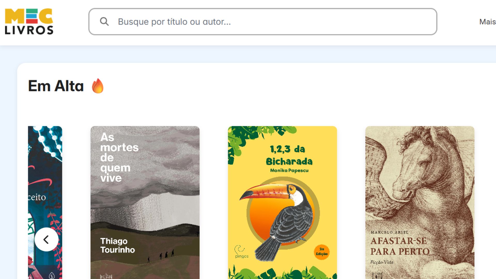 Página online do MEC Livros