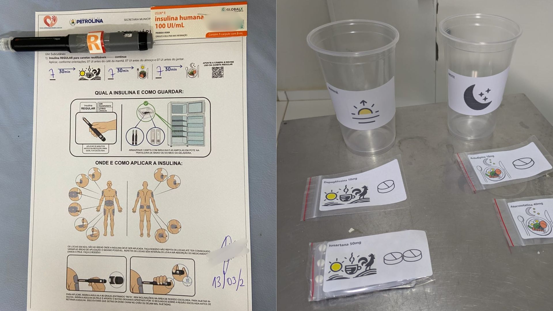 Receita médica com desenhos para analfabetos