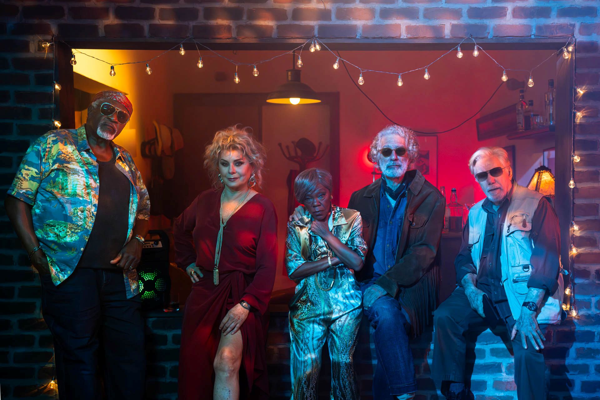 Tony Tornado, Vera Fischer, Teca Pereira, Hamilton Vaz Pereira e Reginaldo Faria estão enfileirados, um ao lado do outro