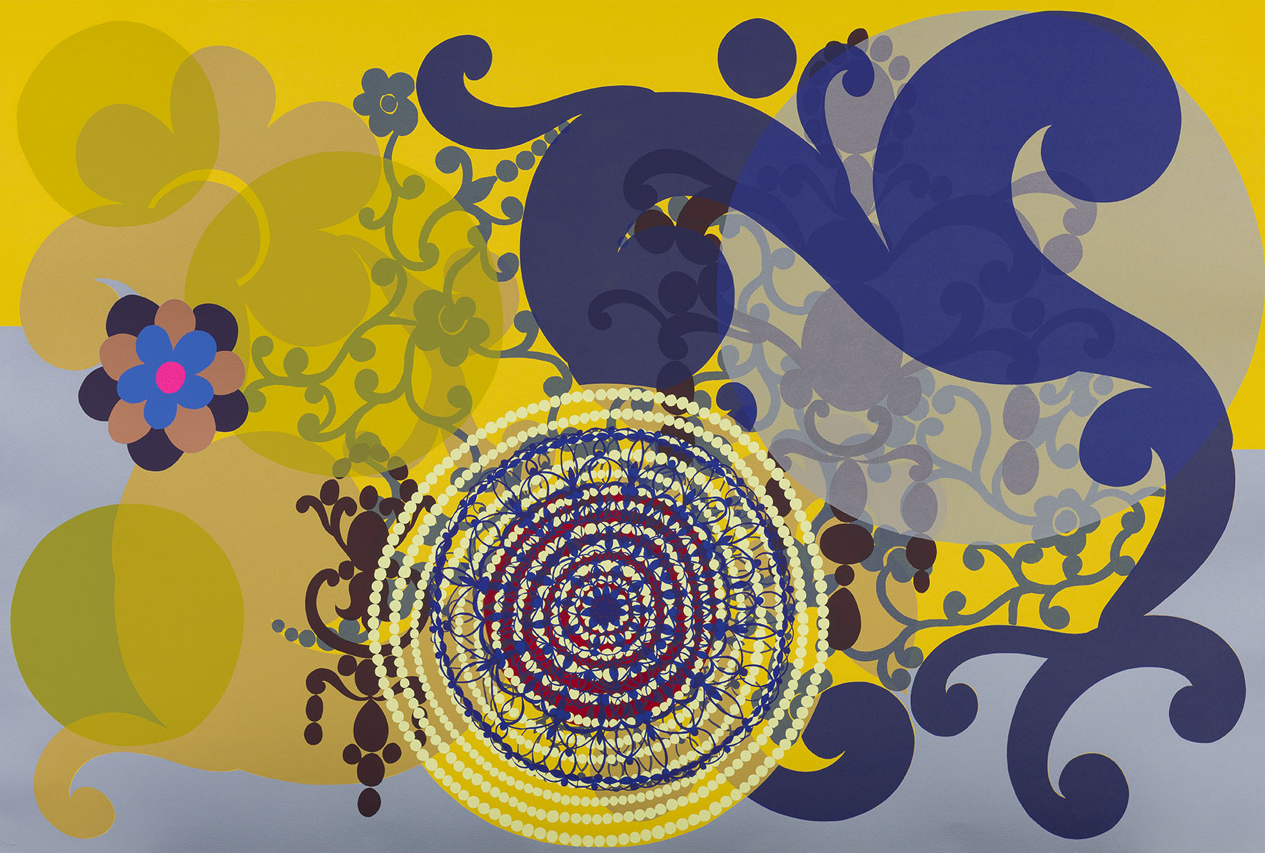 Obra "Cabeça de mulher - 1996" na exposição de Beatriz Milhazes