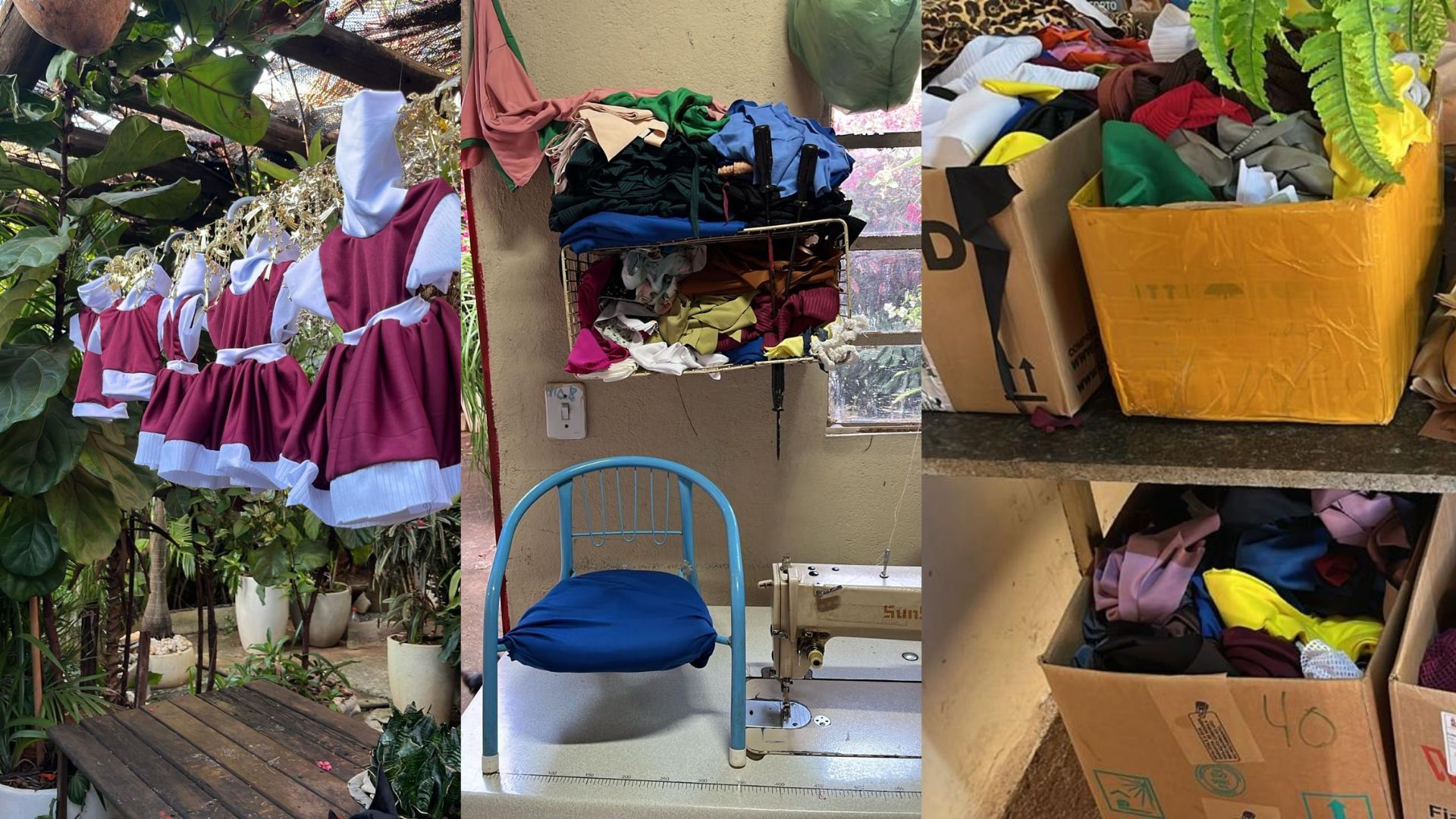Costureira conta que têm material suficiente para costurar todos os dias por dois anos