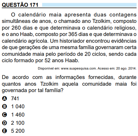 xemplo de questão do Enem - Divulgação International Schools Partnership