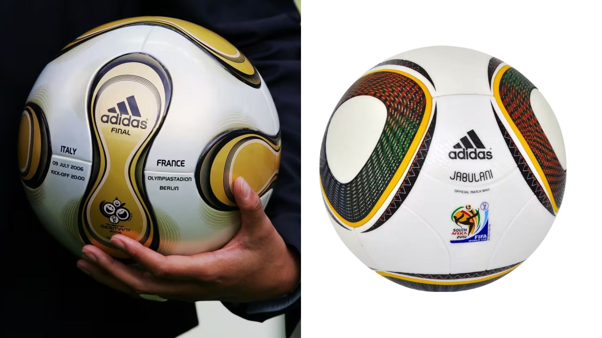 Teamgeist, de 2006, e Jabulani, de 2010