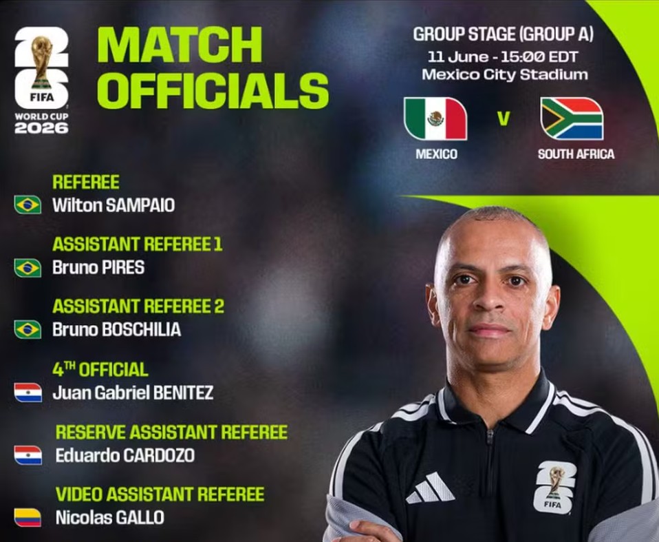 Arbitragem do primeiro jogo da Copa do Mundo 2026