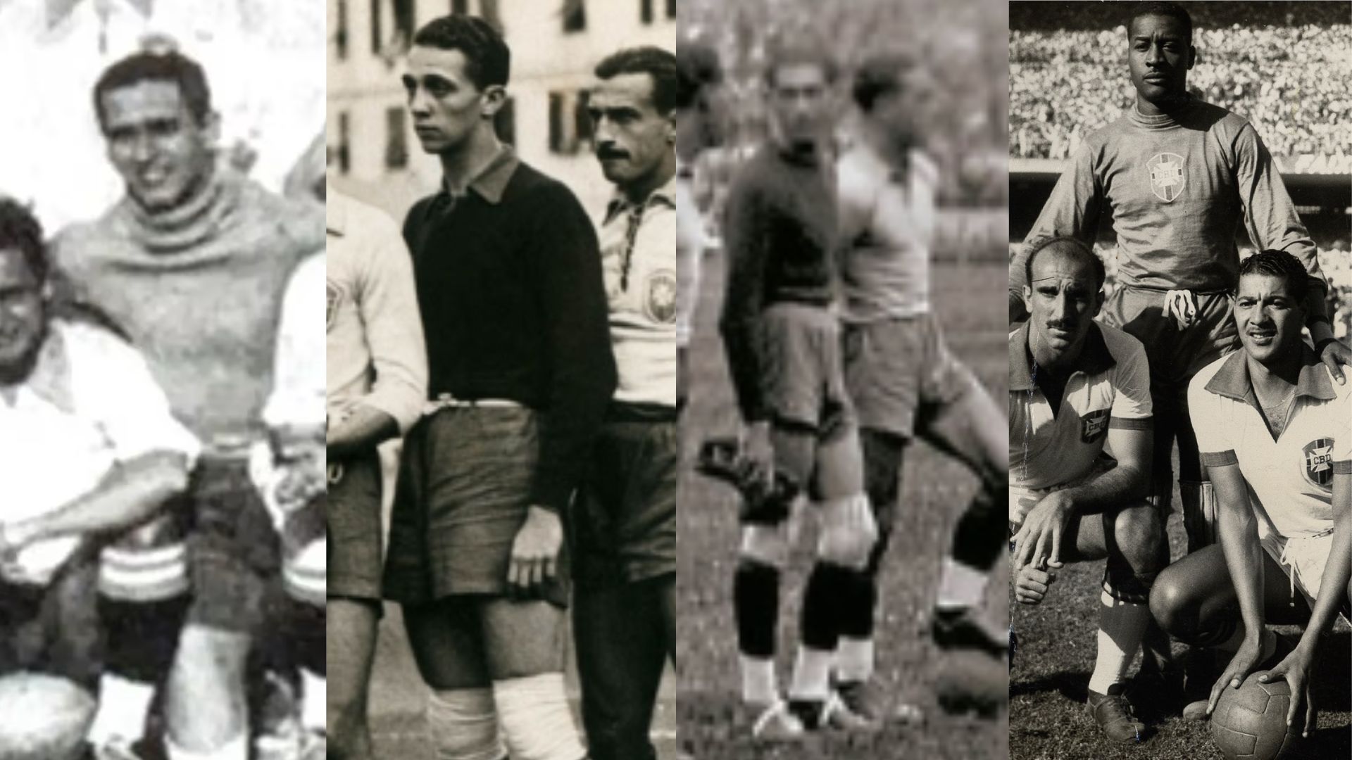Camisas usadas pelos goleiros nas Copas do Mundo de 30, 34, 38 e 50