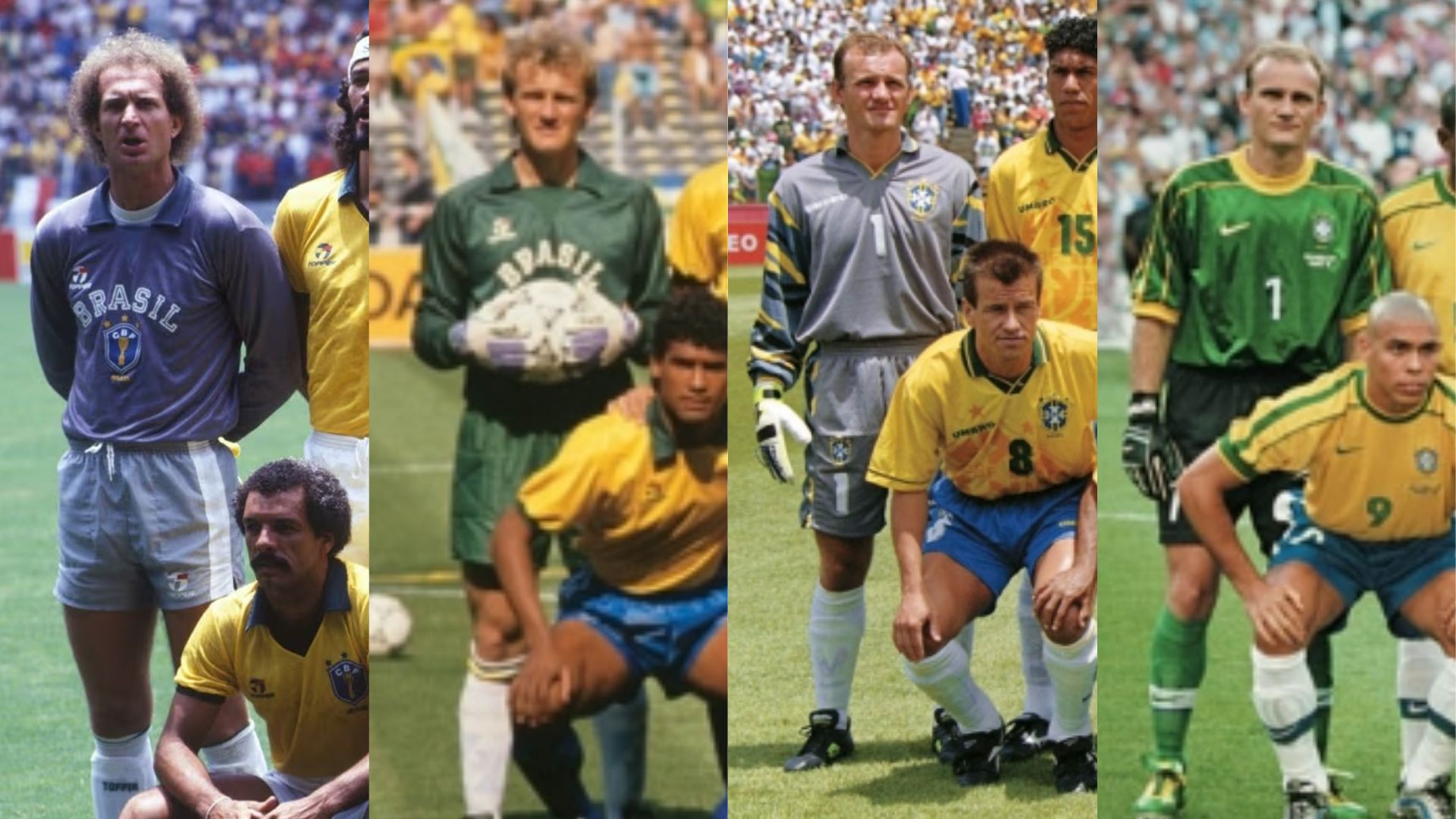 Camisas usadas pelos goleiros nas Copas do Mundo de 86, 90, 94 E 98