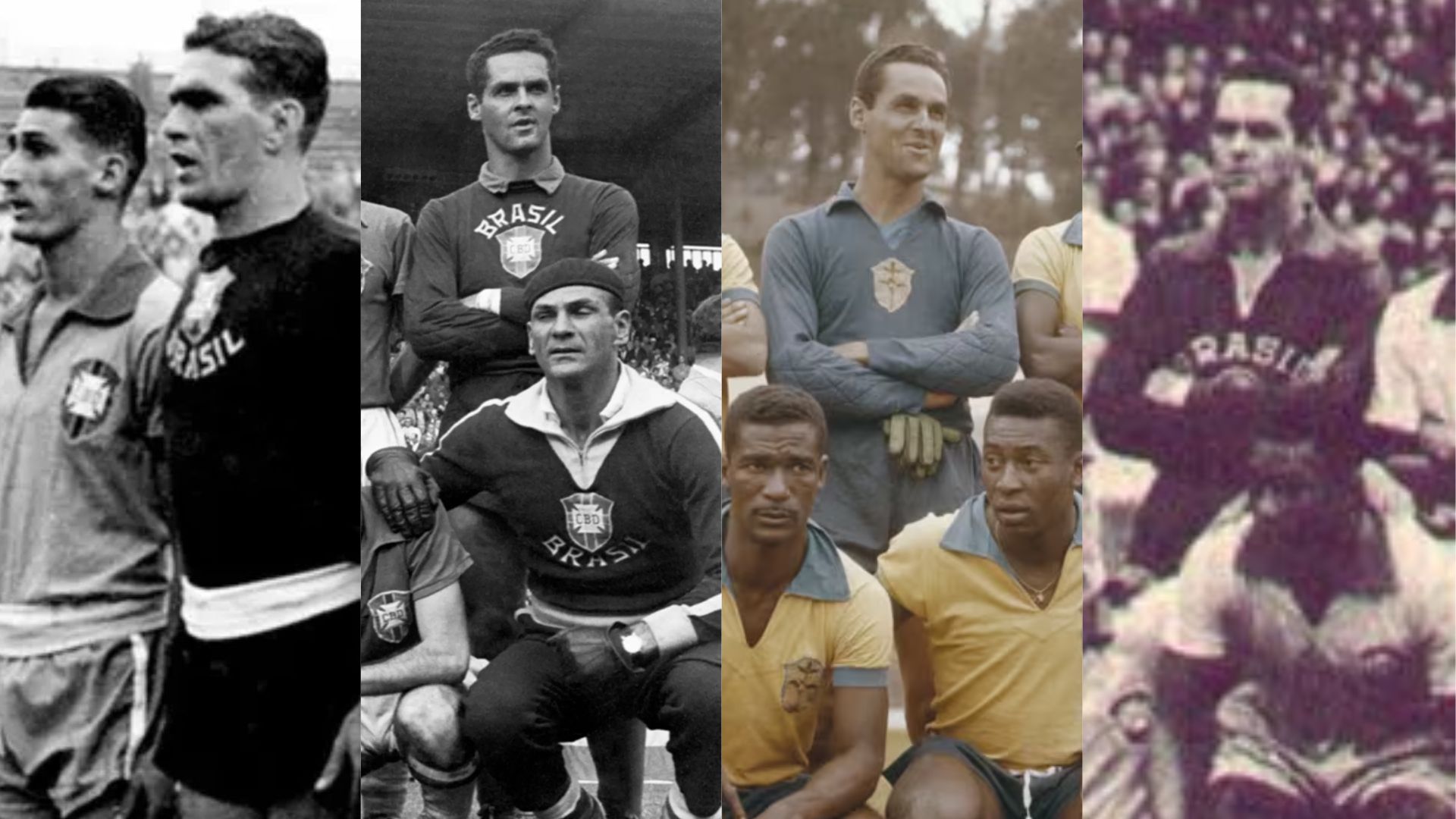 Camisas usadas pelos goleiros nas Copas do Mundo de 54, 58, 62 e 66